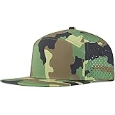 FEINION Men Flat Brim Adjustable Performance Hat Snapback Laser Perforated Baseball Cap