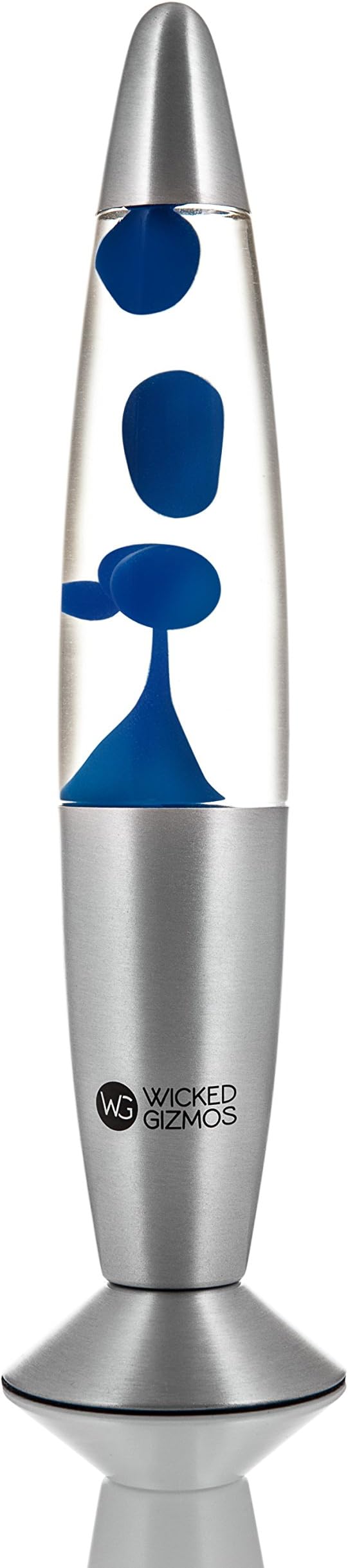 WICKED GIZMOS Magic 13” Lava Lamp – Aluminium Rocket with Colour Wax and Liquid (Blue-Clear)