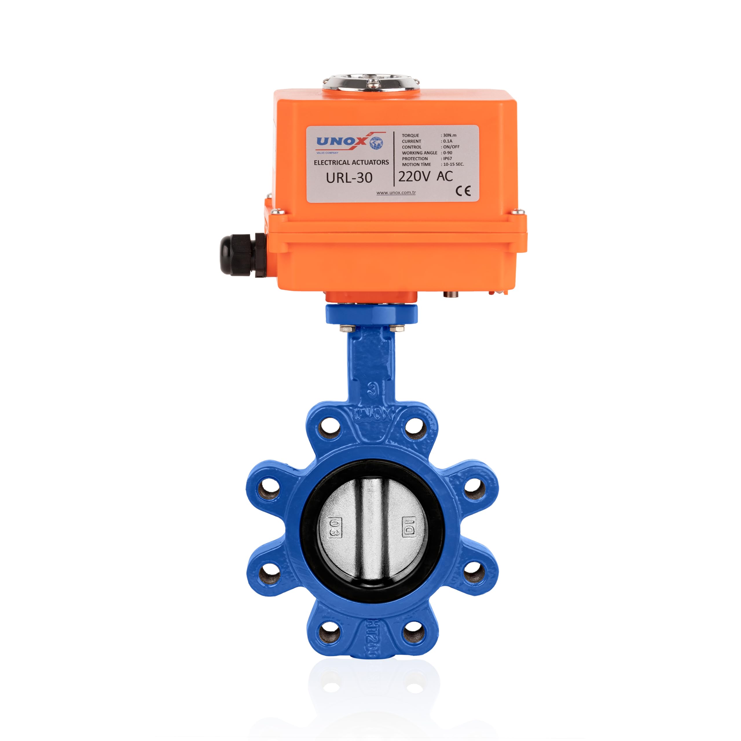 Unox DN50 (2") 220V AC Electric Actuated Lug Type