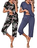Marvmys 2 Pack Pajamas for Women Short Sleeve