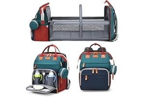 Jeryswet Baby Diaper Bags with Changing Station, Waterproof Large Capacity Diaper Bag Backpack for Moms Dads with USB Charging Port and Stroller Straps, Baby Shower Gifts, RGB