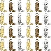 SUNNYCLUE 1 Box 3 Colors 90Pcs Cowboy Boot Charms Western Charms Bulk Vintage Antique Silver Gold Alloy Cowboys Boots Cowgirl Pendants for Jewelry Making DIY Crafts Necklace Bracelet Earring Keychains