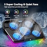 TECKNET Laptop Cooling Pad RGB 5-Quiet Fans 12-19 Inch with 2 USB Ports view 2
