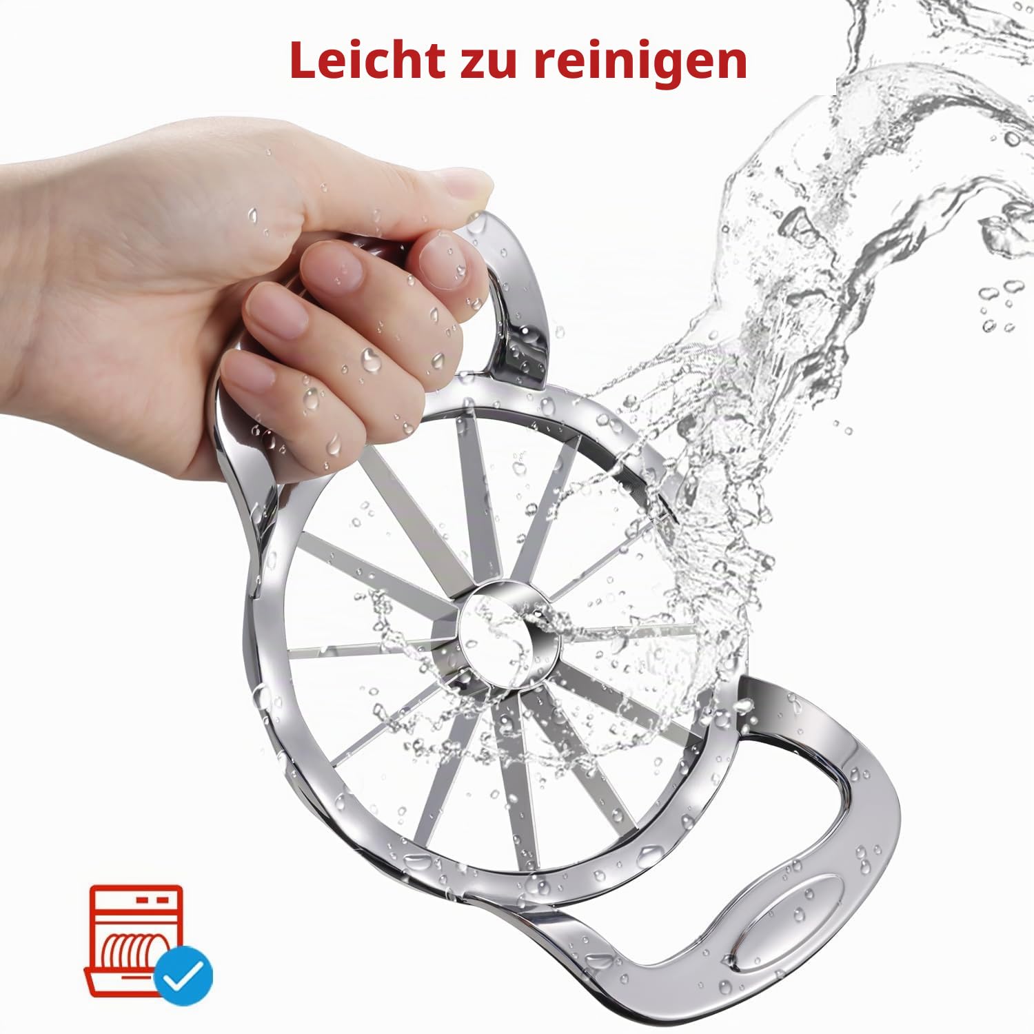 Apfelschneider aus 304 Edelstahl, Apfelentkerner 12 Scheiben, Großer Obstschneider mit Entkerner, Spülmaschinenfest – Keine Wasseransammlung, 2026 Upgrade, Null Kunststoffe 6