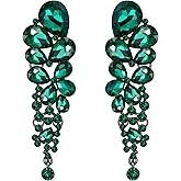 EVER FAITH Women's Austrian Crystal Gorgeous Tear Drops Wedding Dangle Pierced Earrings