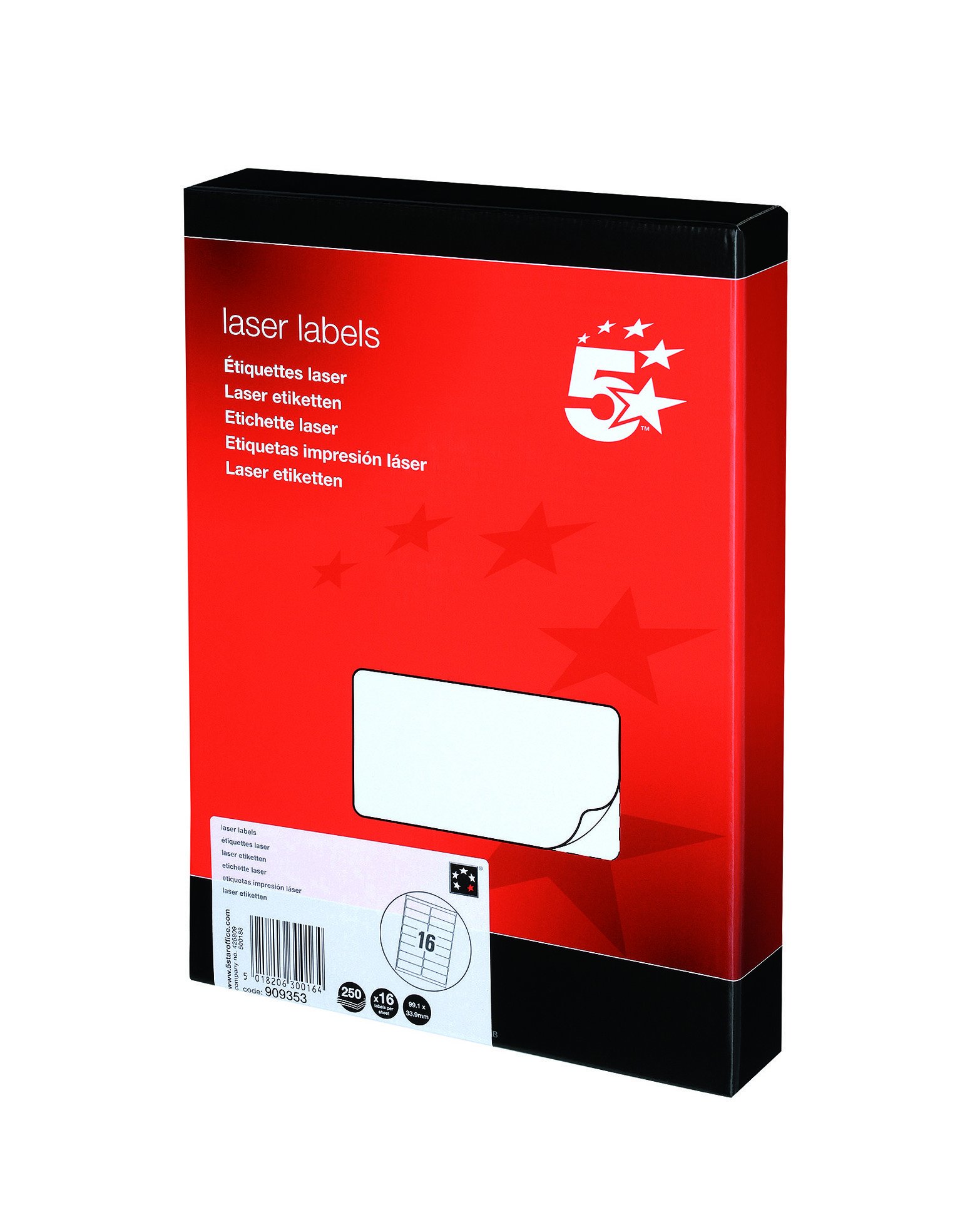 5 Star Multipurpose Labels Laser 16 per Sheet 99.1x34mm White [4000 Labels]