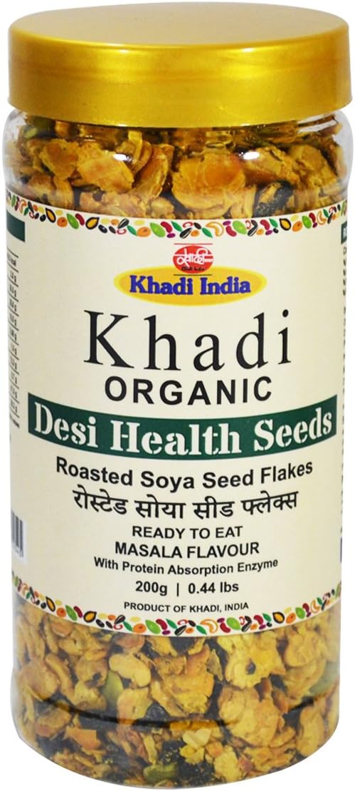 Khadi Organic Natural Protein Roasted Masala Soya Seed Flakes - 200 GM