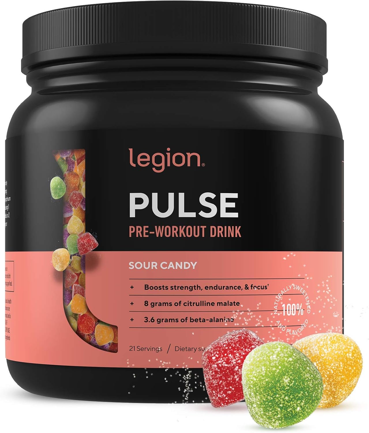 Legion Pulse, Best Natural Pre Workout Supplement for Women and Men – Powerful Nitric Oxide Pre Workout, Effective Pre Workout for Weight Loss, (Sour Candy): Health & Personal Care