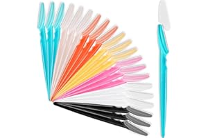 HFATMOS 21 Pcs Eyebrow Razors, Face Razors Multipurpose, Exfoliating Dermaplaning Tools, Eyebrow Trimmers Shaver with Safety Cover, Facial Hair Removal for Women Men Body Use (Multicolor)