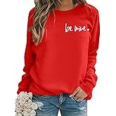 APRFLOWER Women Valentines Sweatshirt Love Heart Graphic Print Shirts Valentine’s Day Shirt Vintage Pullover Tops