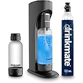 Drinkmate OmniFizz Sparkling Water Maker &amp; Soda Streaming Machine | Carbonates Any Drink | SPECIAL BUNDLE | Includes 60L CO2 Cartridge + Two BPA-Free Bottles (Matte Black)