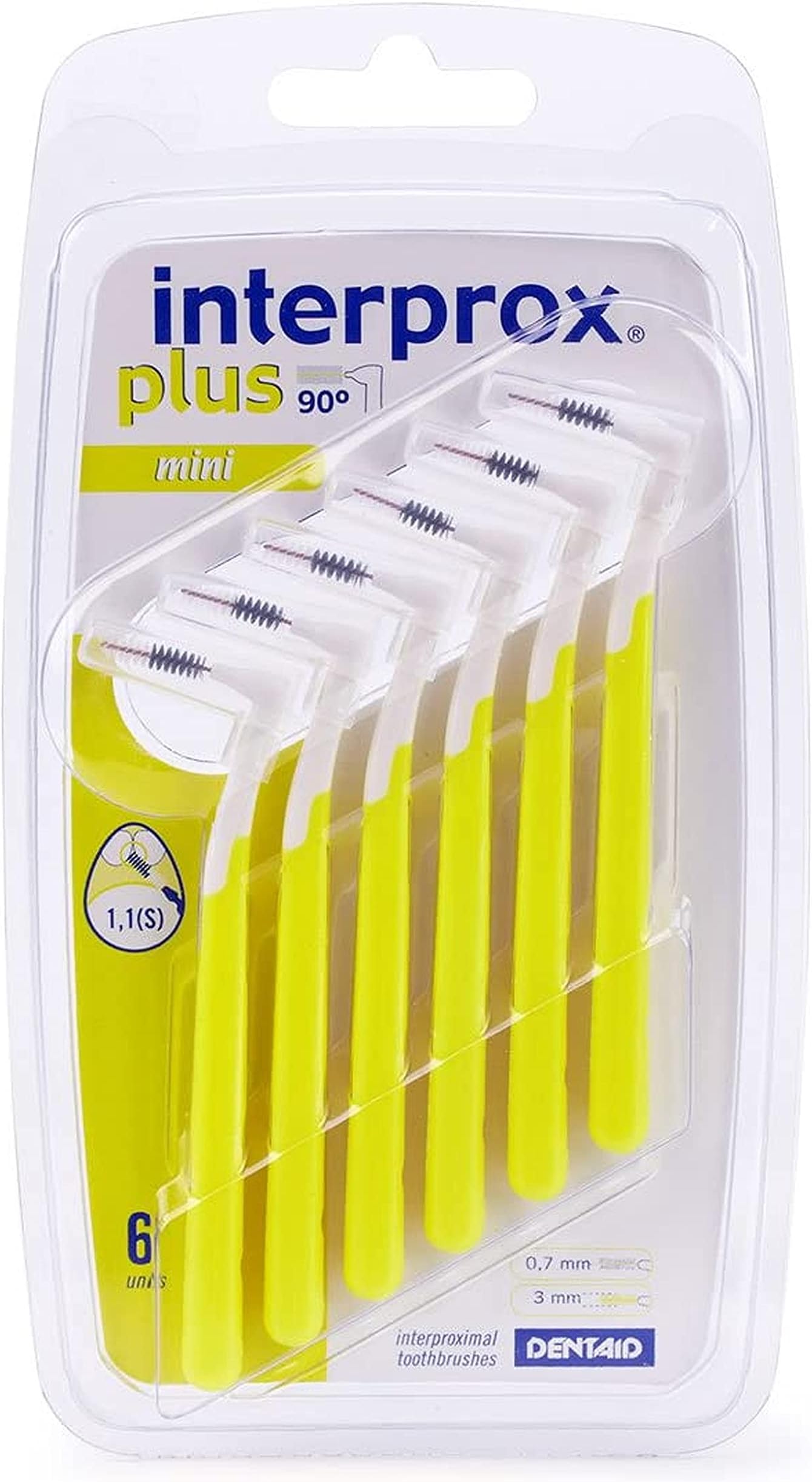 INTERPROX PLUS MINI INTERDENTAL BRUSH YELLOW (6) by DENTAID Srl