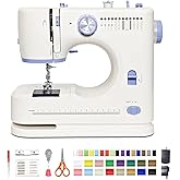 Sewing Machine for Beginners with 42 Pcs Sewing Threads Kit,Portable Sewing Machine with 12 Built-in Stitches,2 Speed(High-Low Speeds) Sewing machine for adults, White Blue