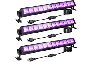 YIAYETOG 3 Pack LED Black Light Bar, 40W Blacklight with Switch+Plug+5ft Cord, Each Light Up 24x24ft, Black Lights for Glow Party, Halloween, Bedroom, Body Paint, Stage Lighting, Fluorescent Party
