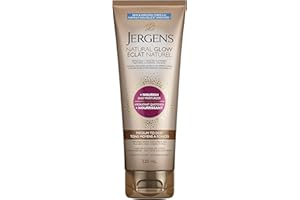 Jergens Natural Glow +Nourish Daily Moisturizer & Gradual Sunless Self Tanning Body Lotion for Dry Skin, Medium to Deep Shade