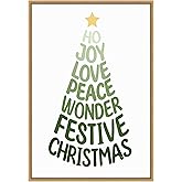Amanti Art Framed Canvas Wall Art 33x23 Stylized Christmas Tree by Martina, Framed Wall Art Canvas, Holidays Artwork, Modern Decor, Large Poster Painting for Living Room, Bedroom, Bathroom, Office