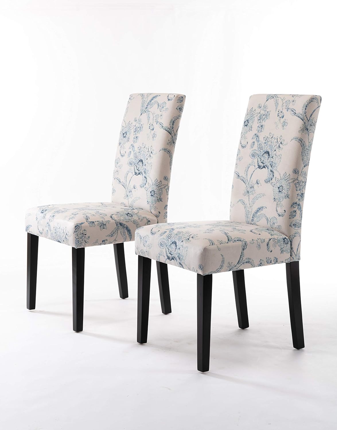 DininL Fur Dining Chair Kitchen Chairs Set of 2 Modern Dining Room Side Chairs Fabric Cushion Seat Back with Nailhead Trim (Flowers) - Chairs