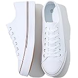 FRACORA Womens White Canvas Sneakers Low Top Canvas