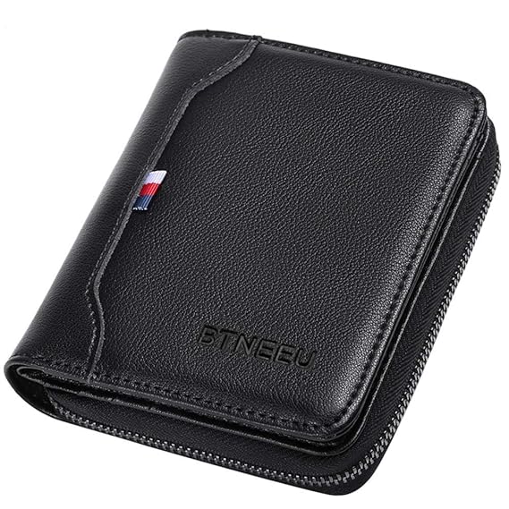 Geldbörse Herren Leder RFID Schutz BTNEEU Kleine Geldbeutel Männer Reißverschluss und Münzfach, Brieftasche Herren Klein mit 