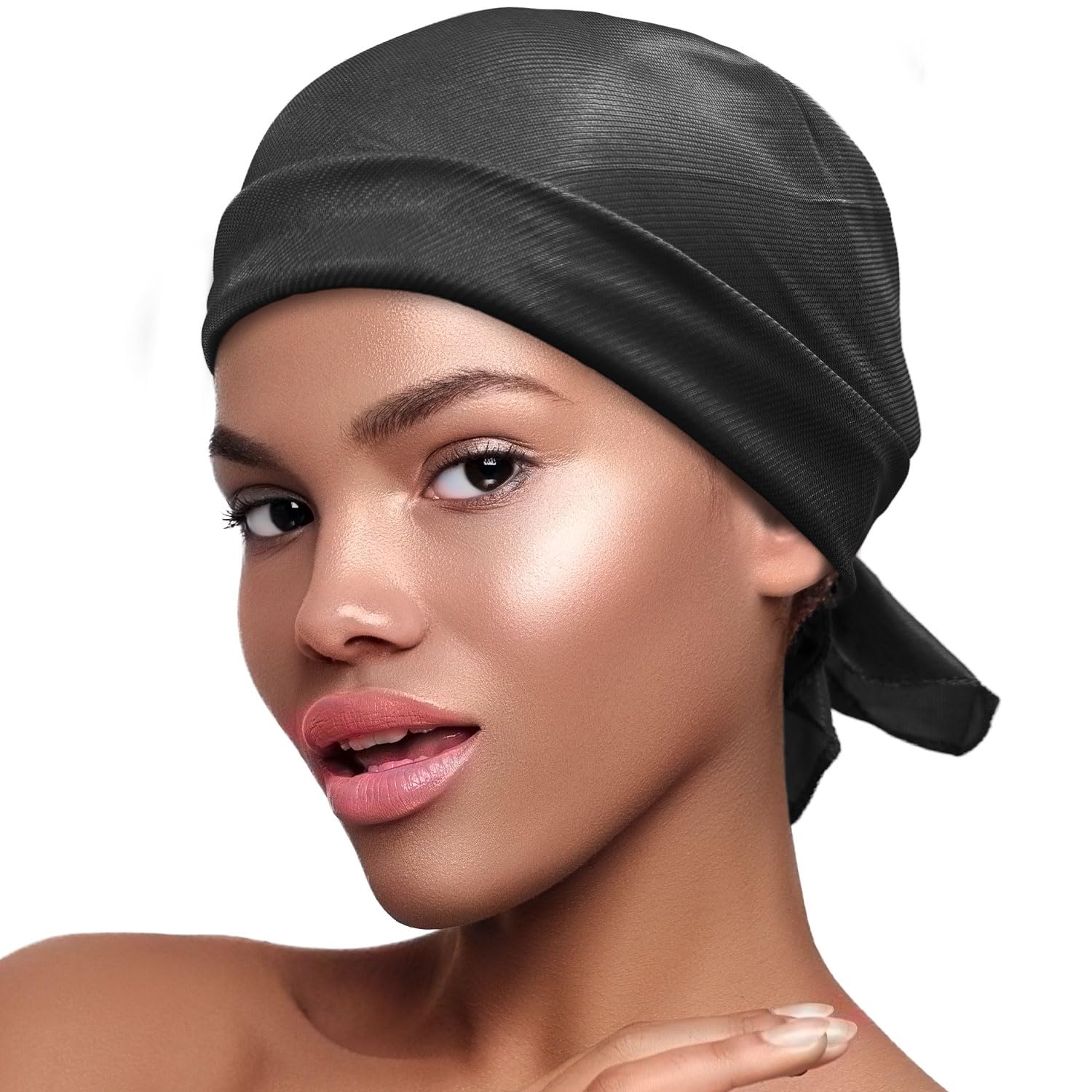 Photo 1 of DONNA Satin Wrap Headbands for Women - Silky Hair Wrap for Sleep, Elegant Silk Scarf for Women Hair Wrap Sleeping, Luxurious Satin Hair Accessories, Perfect for Nighttime Use BLACK Color, 1pc