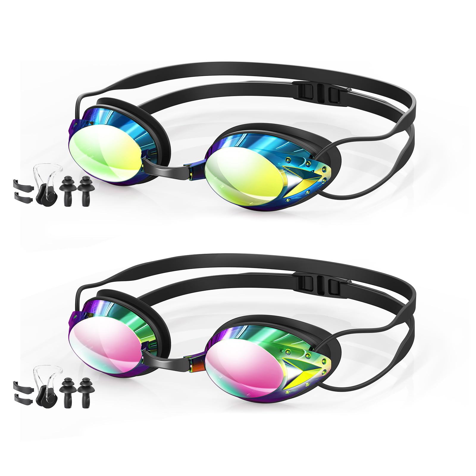 Photo 1 of HMTIY Swim Goggles, 2-Pack Anti Fog Swimming Goggles for Adult Youth Men Women (Aqua & Bright Rose)