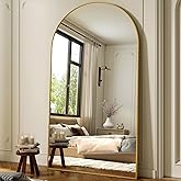 XRAMFY 86"x40" Arched Full Length Mirror Floor Mirrors with Aluminum Alloy Frame Free-Standing Wall Mounted Floor Mirrors or Large Dressing Mirror, Gold Mirror Full Length