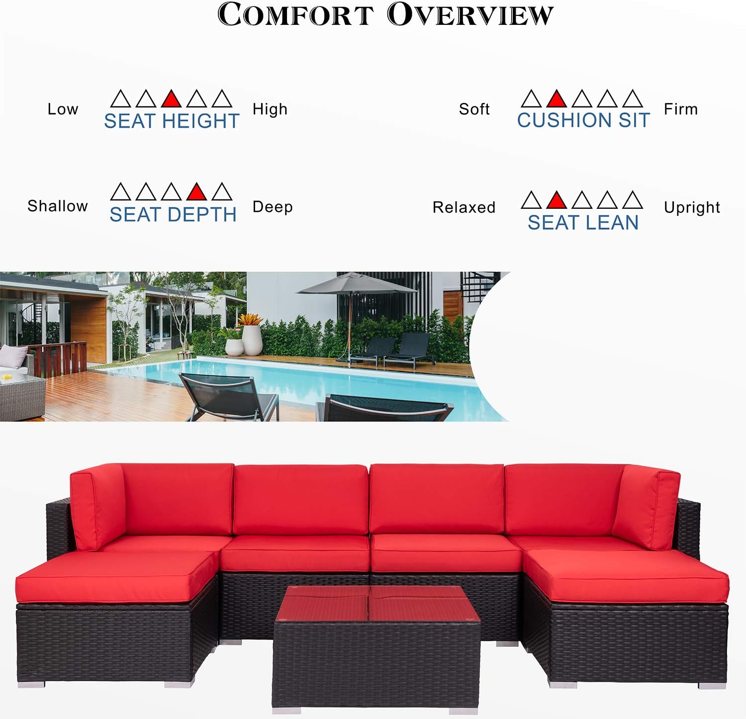 Shintenchi 7 Pieces Outdoor Patio Furniture Sets, All Weather PE Wicker Rattan Patio Conversation Sofa Set Tea Table&Ottoman &Washable Cushions for Backyard Lawn Garden (Blue) : Garden & Outdoor