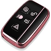 Tukellen for Land Rover Key Fob Cover Soft TPU Full Protection Key Shell Key Case Compatible with Land Rover LR4 Range Rover Sport Evoque Jaguar XF XJ XJL F-pace (Pink)