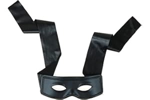 Skeleteen Black Burglar Masquerade Mask - Faux Leather Costume Bank Robber Thief Mask With Tie Strings