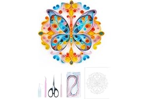 Uniquilling Quilling Kits Paper Quilling Kit for Adults Beginner, 8 * 10 in Mandala Butterfly Paper Filigree Painting Kits, DIY Kits for Adults with Quilling Tools, Modern Wall Art for Living Room