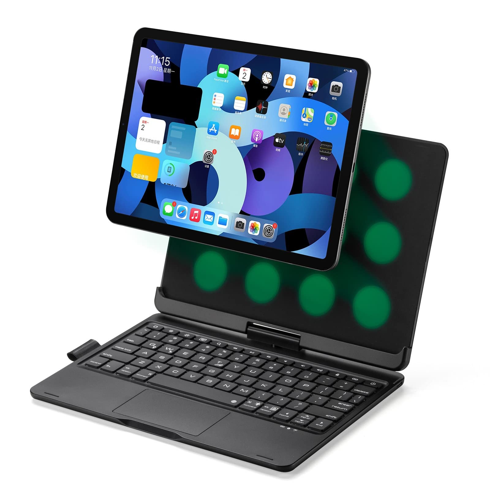 YEEHi 360 Rotation iPad Air 5th Generation Magnetic Keyboard 4th Gen 10.9 inch iPad Pro 11 inch 4th 3rd 2nd Gen Touchpad Keyboard Case Foldable Backlit Keyboard with Trackpad (Black)