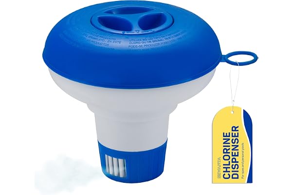 Floating Chlorine Dispenser for Spas and Personal Pools, Fits 1" Tablets - Mini Pool Chlorine Floater with Adjustable Flow Vents Balanced Chemical Dispenser [1" Tablet Capacity] 5" Diameter Floater