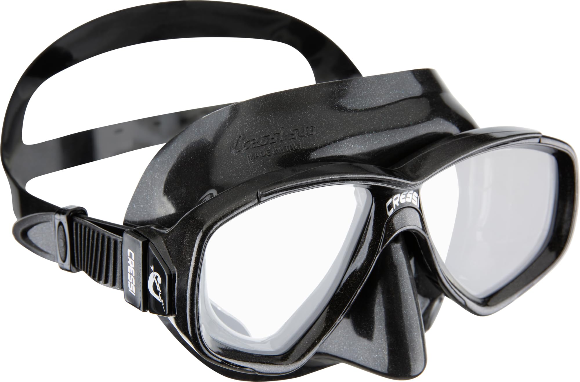 Cressi Perla Separate Glass Mask & Snorkel Set - Dry-Top Snorkel - Low-Volume Fit for Scuba - Quick Buckles for Diving Mask - Black / Black - One Size