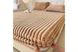 Milk Velvet Bedding Fitted Sheet Mattress Cover, Extra Soft Velvet Plush Twin Size Fitted Sheet, Faux Rabbit Fur Fitted Sheet