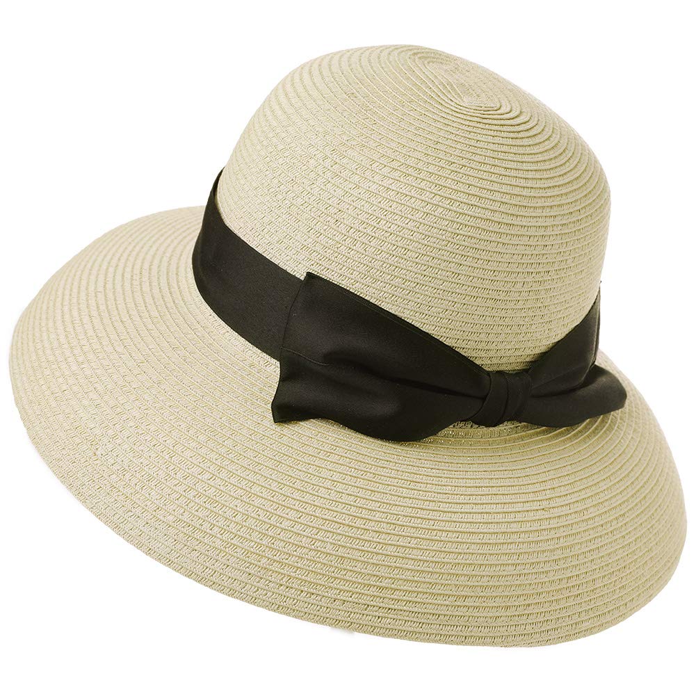 Siggi Womens UPF50 Foldable Summer Sun Beach Straw Hats Accessories Wide Brim