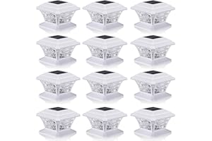AEFRELEOHT Solar Post Cap Lights, Warm White & RGB Automatic Cycling & Fixed RGB Color, 9 Colors to Choose, 20 Lumens lP65 Waterproof Fit 3.5x3.5 4x4 4.5x4.5 5x5 Wood Post Lights White (12 Pack)
