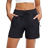 MAGCOMSEN Women's 5" Hiking Shorts UPF 50+ Quick Dry Lightweight Athletic Running Golf Summer Casual Shorts with Pockets