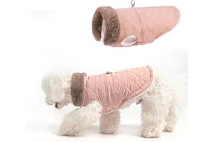 BEAUTYZOO Winter Dog Coat with Harness Built in, Warm Dog Puffer Jacket Vest Padded Fleece Cold Weather Coats Windproof Waterproof Snow Jackets Clothes for Small Medium Puppy,Pink S