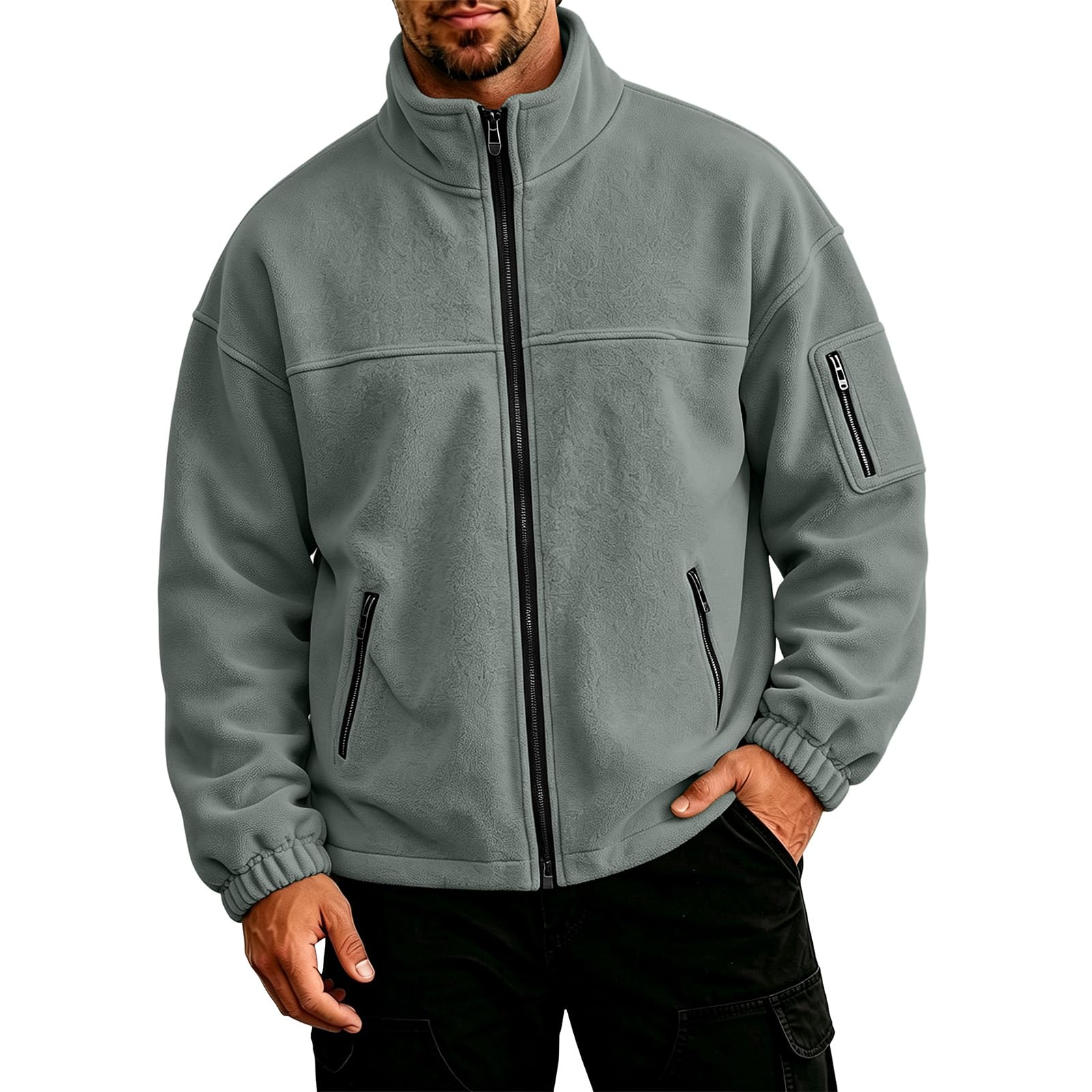 ASUIU Fleece Jacket Men Zip Up Sweatshirt Outdoor Winter Coats with Pockets | winter jackets,outdoor recreation,tactical jack