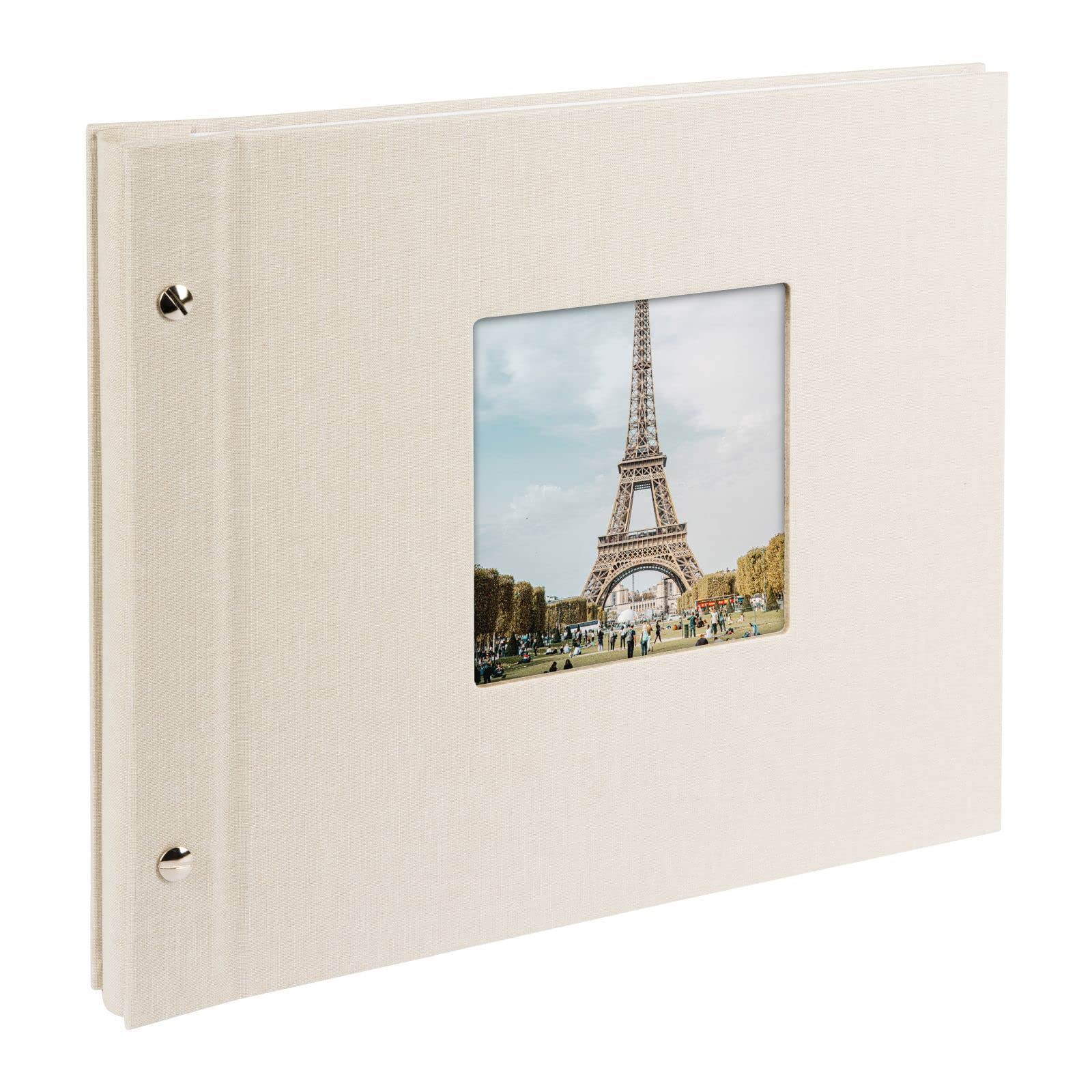 goldbuch Bella Vista 26723 Screw-In Photo Album 30 x 25 cm 40 Black Pages with Glassine Dividers Expandable Album Canvas Photo Book Sand Grey