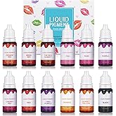 QIUFSSE 12 Colors DIY Lip Gloss Making Set - Natural Multifunctional High Color Rendering Liquid Pigment in Red Warm Colors -