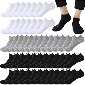 Looknniy 20 Pairs Low Cut Ankle Socks for Men Thin Breathable Casual No Show Athletic Socks Bulk
