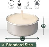 Zuvo 8-Hour Unscented Tea Light Candles 50-Pack, Clean Burning, White view 2