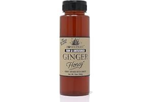 HONEY FEAST Ginger Honey, 12oz | Natural Ginger Root Infused Raw Honey | Unfiltered Florida Honey | Perfect for Tea and Cooking