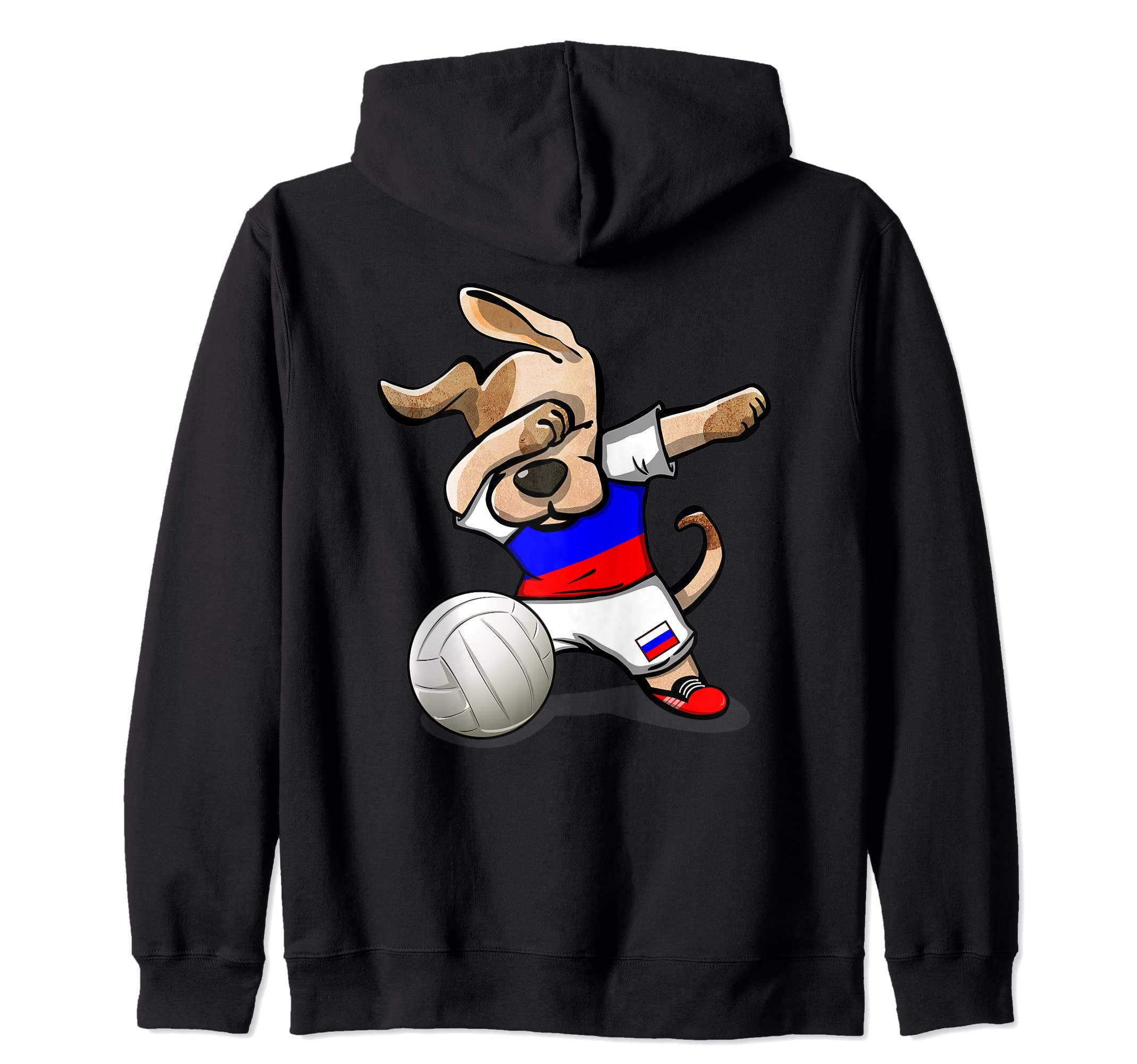 Cute Dabbing Dog Proud Russia Volleyball Lovers Russian Flag Zip Hoodie
