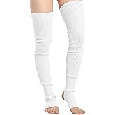 v28 Women Girls Thigh High Neon Ribbed Long 80s 90s Party Skating Leg Warmers