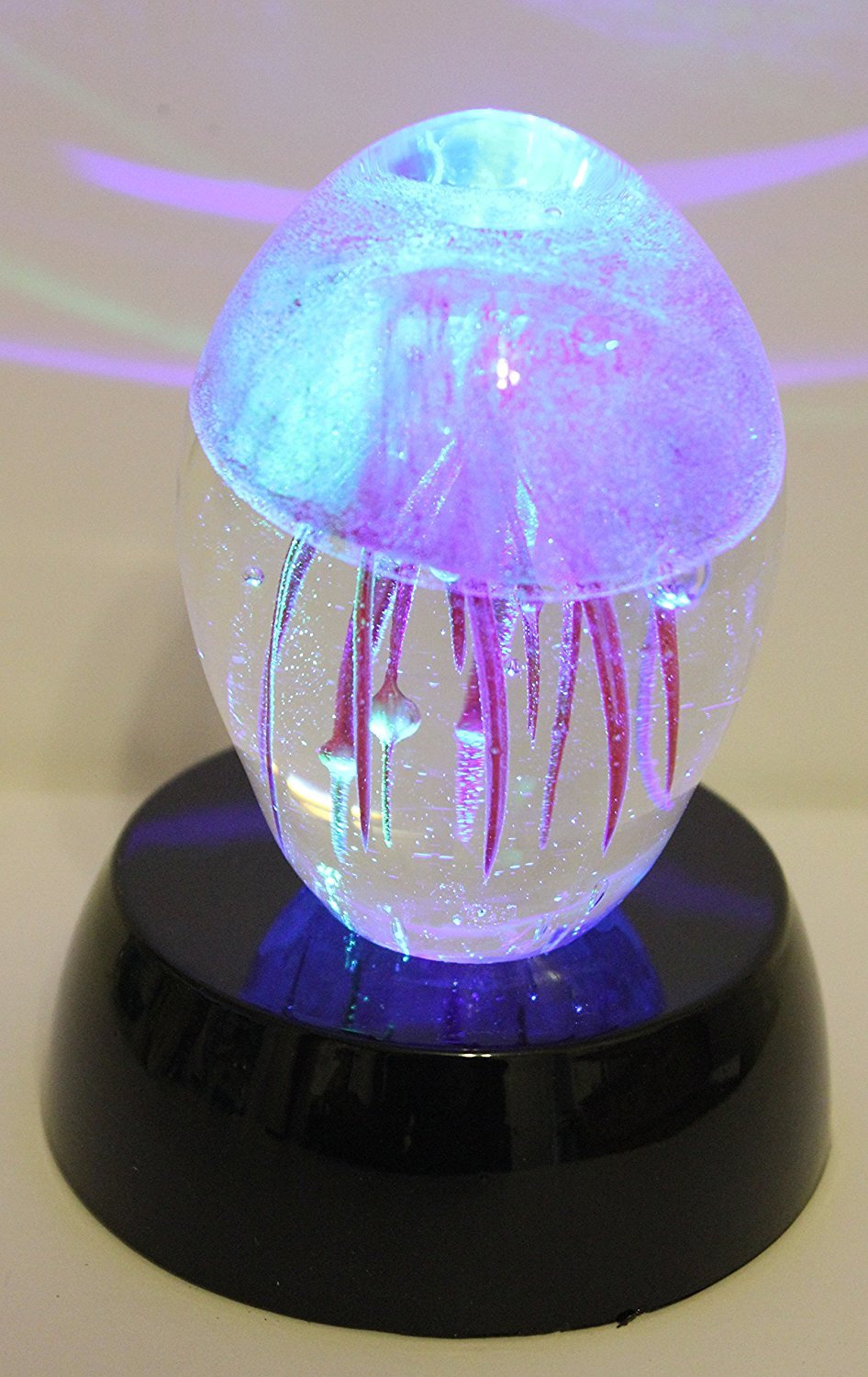 Valentine Special Glass Jellyfish Paperweight 3.75" - Jelly Fish Paper Weight White with Multi-color Light Base Gift