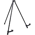 U.S. Art Supply 14" Tall Black Steel Tabletop Display Easel - Small Portable Tripod Stand with Adjustable Holders - Metal Easel Stand for Sign Displays, Pictures, Posters, Painting