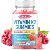Vitamin K2 Gummies MK-7 100 mcg &amp; MK-4 100 mcg for Women &amp; Men, 60 Ct | Supports Bone Health &amp; Calcium Absorption, Vegan, Sugar-Free, Strawberry Flavor