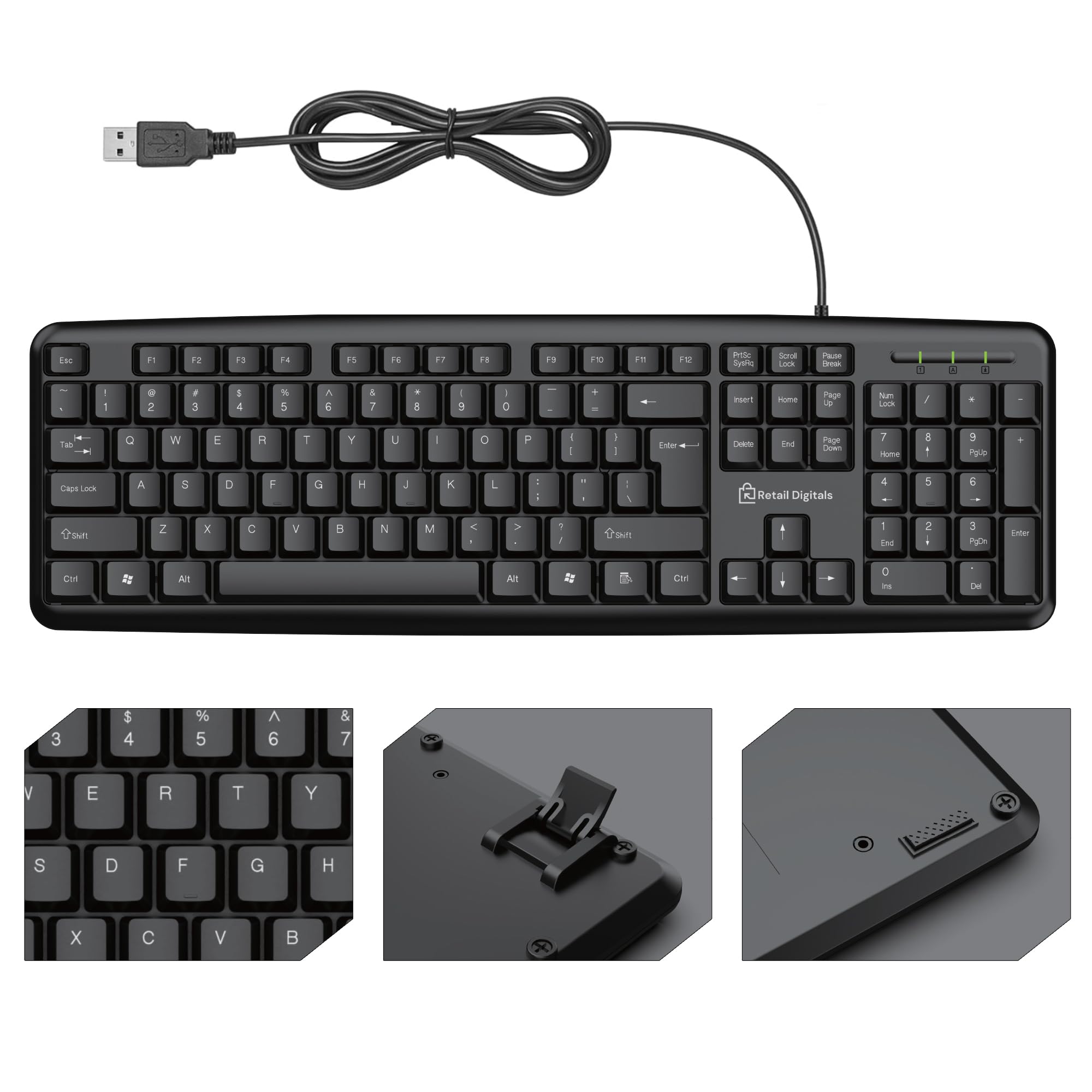 Retail Digitals Wired Keyboard | Full-Sized